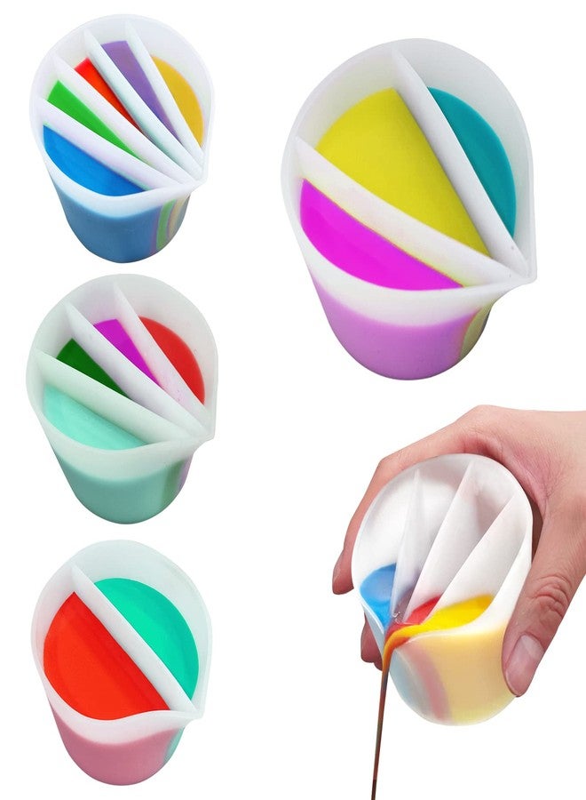 Winmany Split Cup for Paint Pouring Fluid Art Silicone Split Cup Resin Pouring Painting Tools DIY Making Drawing Accessories Reusable Split Cup with Dividers (3 Channels) - Image 1