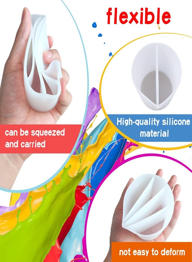 Winmany Split Cup for Paint Pouring Fluid Art Silicone Split Cup Resin Pouring Painting Tools DIY Making Drawing Accessories Reusable Split Cup with Dividers (3 Channels) - Image 2