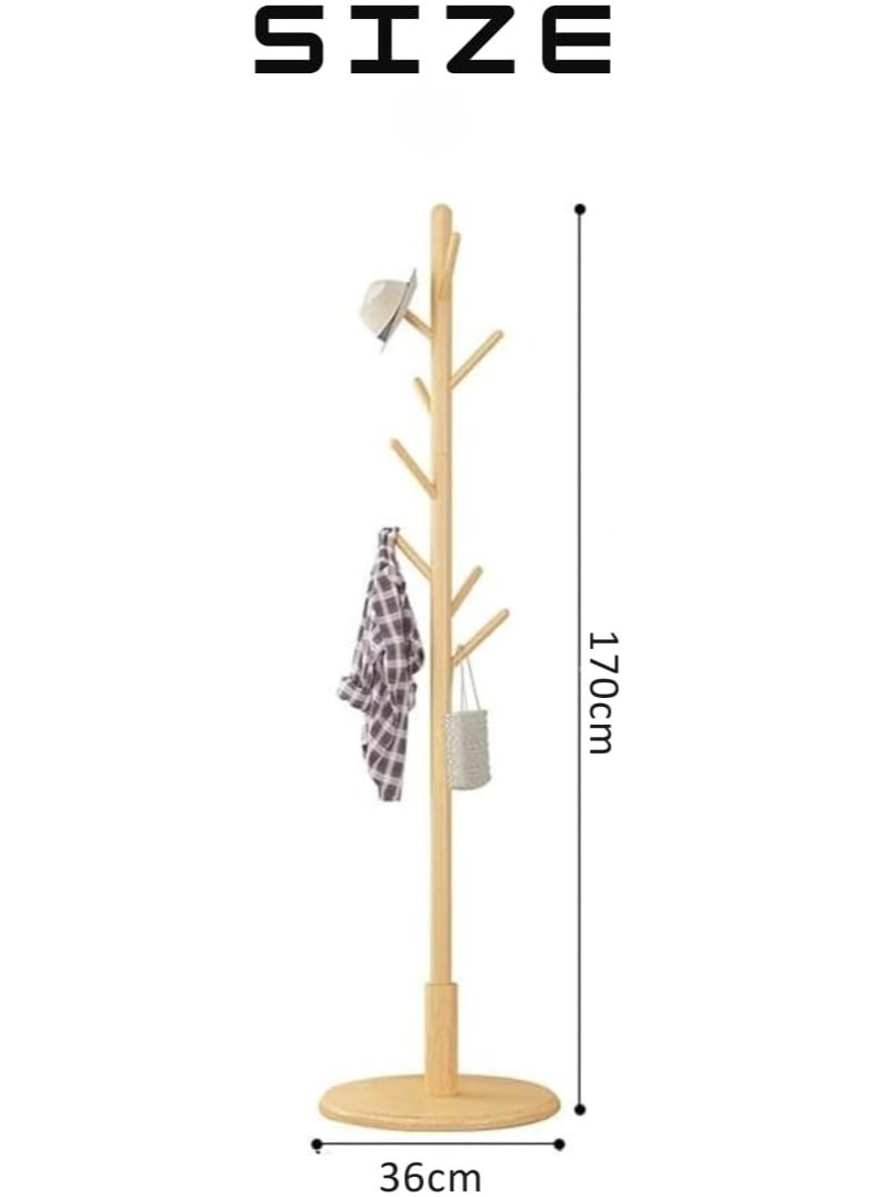Generic - Freestanding Wooden Clothes Rack with 9 Hooks, Easy Assembly Standing Coat Tree for Hats, Jackets, Umbrellas, Perfect for Bedroom, Hallway, Entryway, Stylish and Functional Home Organizer - Image 1