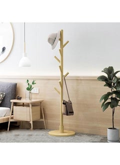 Freestanding Wooden Clothes Rack with 9 Hooks, Easy Assembly Standing Coat Tree for Hats, Jackets, Umbrellas, Perfect for Bedroom, Hallway, Entryway, Stylish and Functional Home Organizer