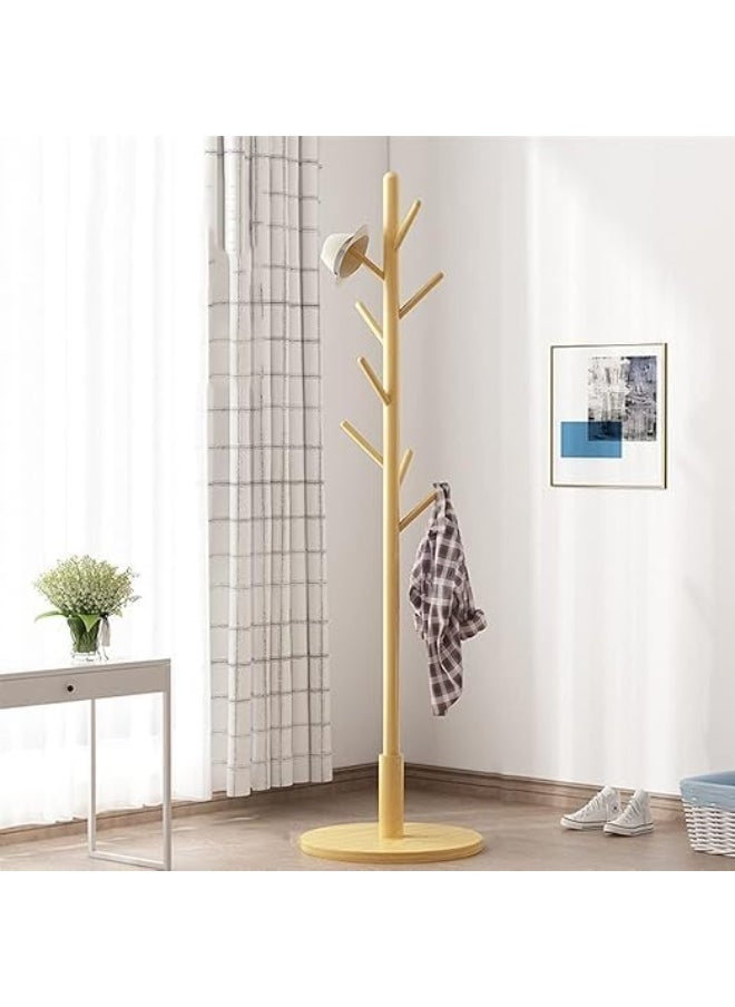 Generic - Freestanding Wooden Clothes Rack with 9 Hooks, Easy Assembly Standing Coat Tree for Hats, Jackets, Umbrellas, Perfect for Bedroom, Hallway, Entryway, Stylish and Functional Home Organizer - Image 1