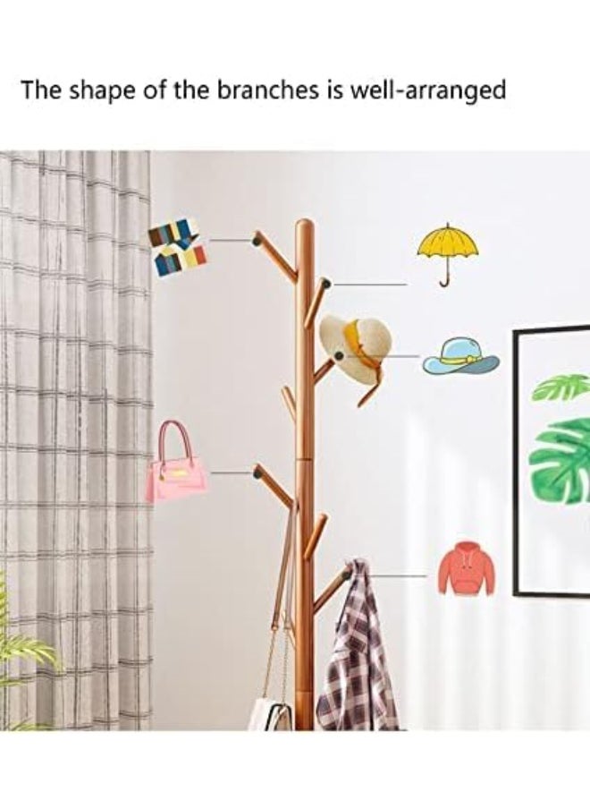 Generic - Freestanding Wooden Clothes Rack with 9 Hooks, Easy Assembly Standing Coat Tree for Hats, Jackets, Umbrellas, Perfect for Bedroom, Hallway, Entryway, Stylish and Functional Home Organizer - Image 1