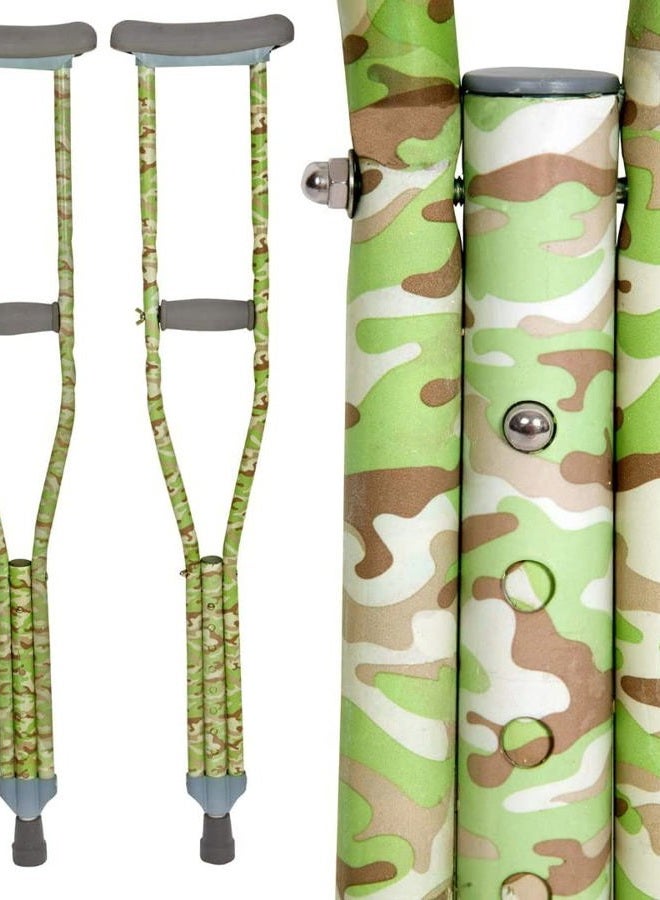 SCS Direct My Crutches - Crutches for Teens/Adults with Adjustable Handgrip and Length! Measures 5'10" and Up - Made of Lightweight, Durable Aluminum with Underarm Padding - Green Camo - Image 1