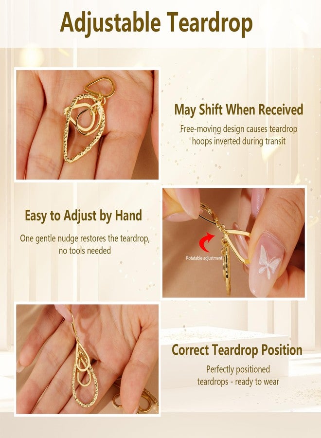 أليكس كرافت أقراط متدلية على شكل دمعة من الفضة الإسترليني عيار 925 للنساء، أقراط ALEXCRAFT الفضية على شكل دمعة، أقراط مطروقة، أقراط متدلية بمشبك خلفي، أقراط مضادة للحساسية - Image 2