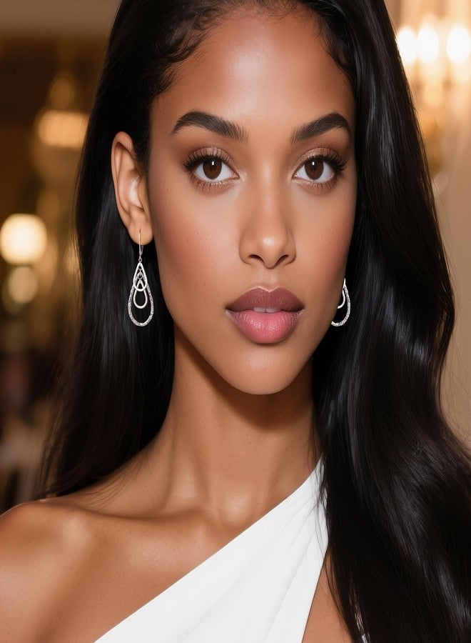 أليكس كرافت أقراط متدلية على شكل دمعة من الفضة الإسترليني عيار 925 للنساء، أقراط ALEXCRAFT الفضية على شكل دمعة، أقراط مطروقة، أقراط متدلية بمشبك خلفي، أقراط مضادة للحساسية - Image 5