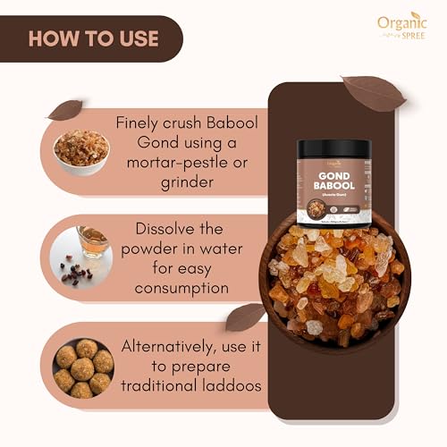 Organic Spree Babool Gond 150grams | Acacia Gum | Edible Babul Gum | Pure, Natural & Plant Based (Pack of -1) - Image 3
