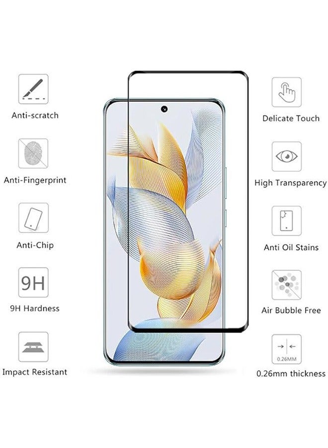 Honor 90 Screen Protector, 9H Tempered Glass Screen Protector for Honor 90,  Premium 3D Curved Edge Guard Film，Case Friendly, Anti-Scratch Film (Edge Adhesive)