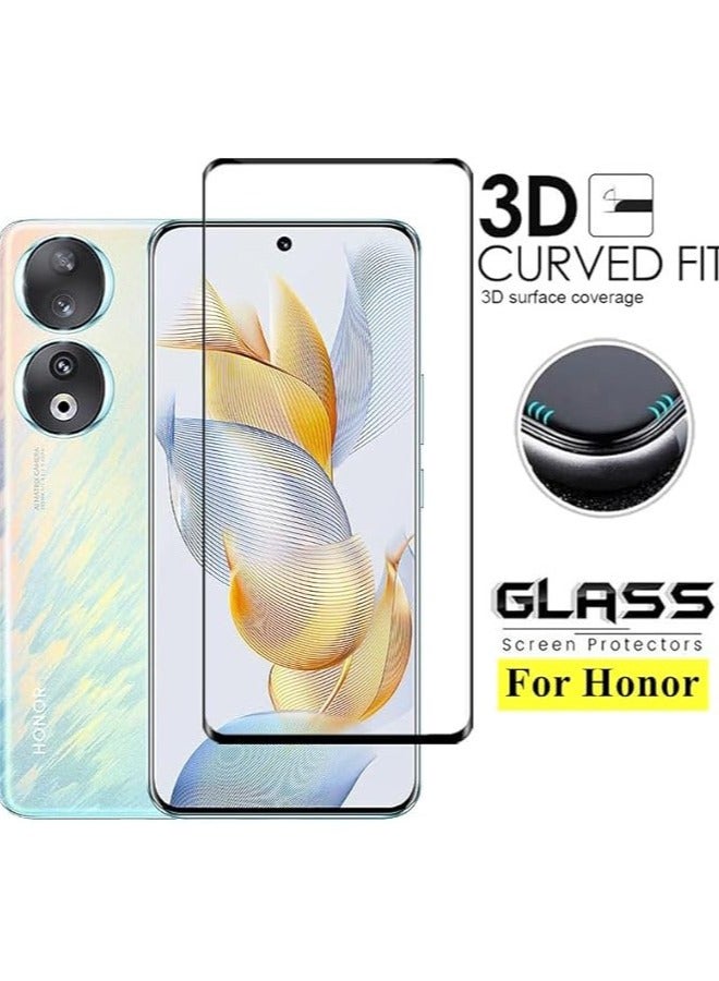Honor 90 Screen Protector, 9H Tempered Glass Screen Protector for Honor 90,  Premium 3D Curved Edge Guard Film，Case Friendly, Anti-Scratch Film (Edge Adhesive)
