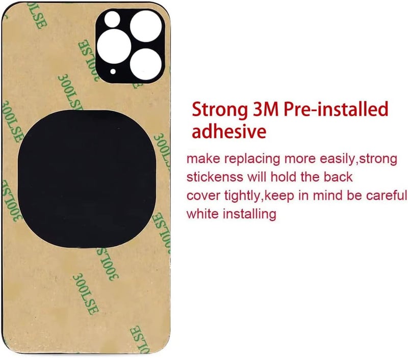 Perzework استبدال زجاج خلفي أصلي لجهاز آيفون 11 برو ماكس 6.5 بوصة مع مجموعة أدوات الإصلاح ومواد لاصقة مثبتة مسبقًا (رمادي فضائي/أسود) - Image 4