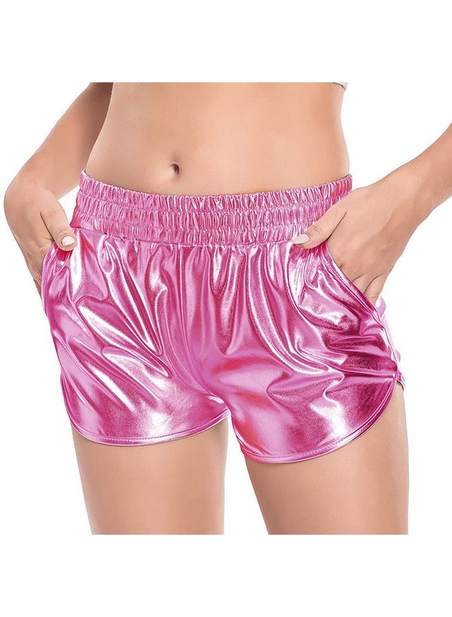 Fenyong Women's Metallic Shorts Shiny Pants with Elastic Waist Hot Rave Dance - Image 1