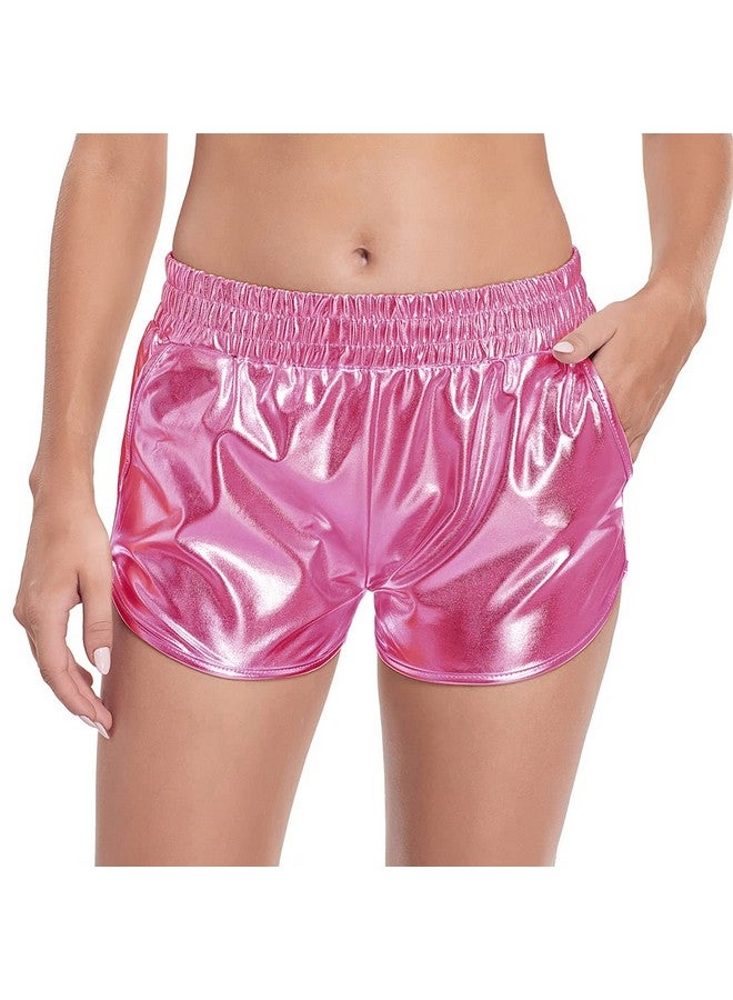 Fenyong Women's Metallic Shorts Shiny Pants with Elastic Waist Hot Rave Dance - Image 2