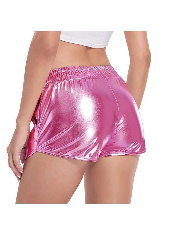 Fenyong Women's Metallic Shorts Shiny Pants with Elastic Waist Hot Rave Dance - Image 3