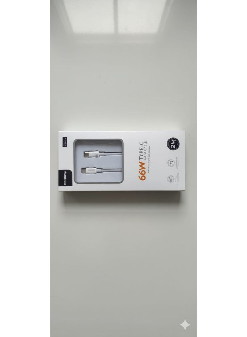 سيندم كابل بيانات SENDEM M27-2M تايب سي – شحن سريع 66 واط، طول 2 متر، تصميم متين - Image 4