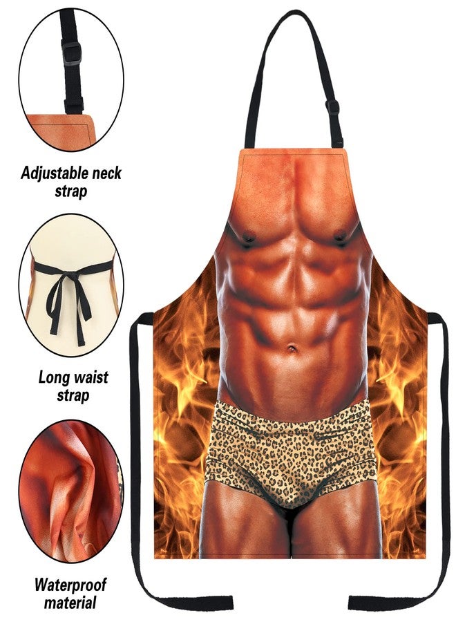 A AIFAMY Funny Men Cooking Grilling Aprons Muscles Guy BBQ Funny Gag Gifts for Christmas, White Elephant Gift Exchange (Muscleman, One Size) - Image 2