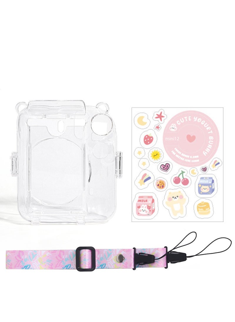 Generic for Instax Mini 12 Case, Instant Camera Case Protective Camera Case with Shoulder Strap and Sticker, Protective Clear Case for Instax Mini 12 Instant Camera  - Image 1