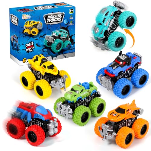 spring flower SpringFlower Monster Truck Toys for Kids 38 6 Assorted Colors Friction Powered Push and Go Toy Trucks with DoubleDirection Running Ideal Christmas Birthday Gifts for Boys Teens Kids - Image 1