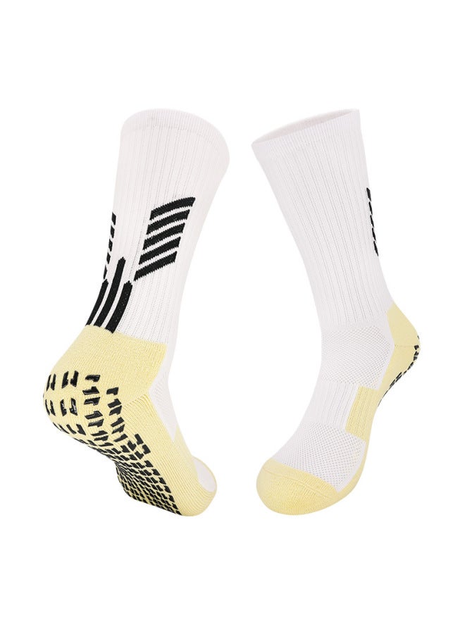 White Summer Children's Football Socks, Towel-soled Sports Socks, Mid-tube Professional Training Non-slip Socks, Youth Dotted Socks