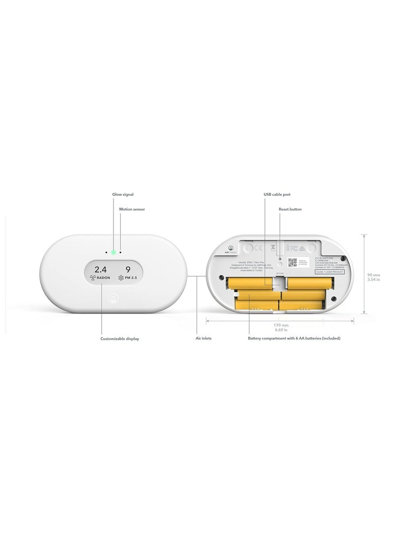 Airthings 2960 View Plus - Battery Powered Radon & Air Quality Monitor