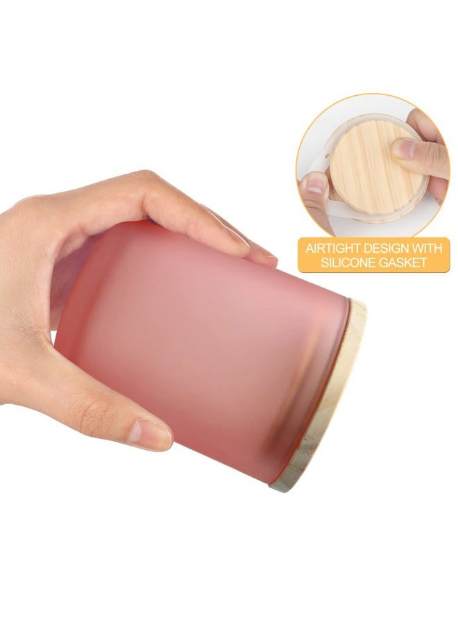 SHOWIN Thick Candle Jars for Making Candles 16 Pcs, 7 OZ Pink Empty Jars with Wood Lids for Candle Making, Sample Container - Dishwasher Safe, Frosted Pink - Image 2