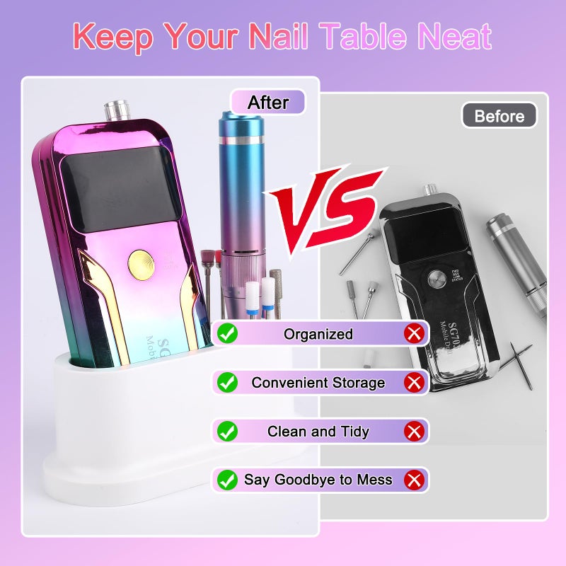 ANGNYA Nail Drill Machine Holder, 8 Holes Nail Drill Bit Holder, Nail Efile Stand and Organizer Storage Box Case(Not Including Efile & Bits) - Image 3