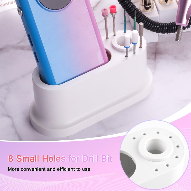 ANGNYA Nail Drill Machine Holder, 8 Holes Nail Drill Bit Holder, Nail Efile Stand and Organizer Storage Box Case(Not Including Efile & Bits) - Image 5