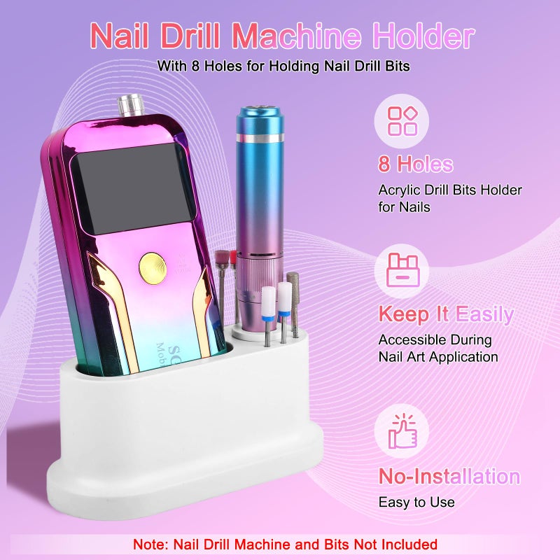 ANGNYA Nail Drill Machine Holder, 8 Holes Nail Drill Bit Holder, Nail Efile Stand and Organizer Storage Box Case(Not Including Efile & Bits) - Image 2