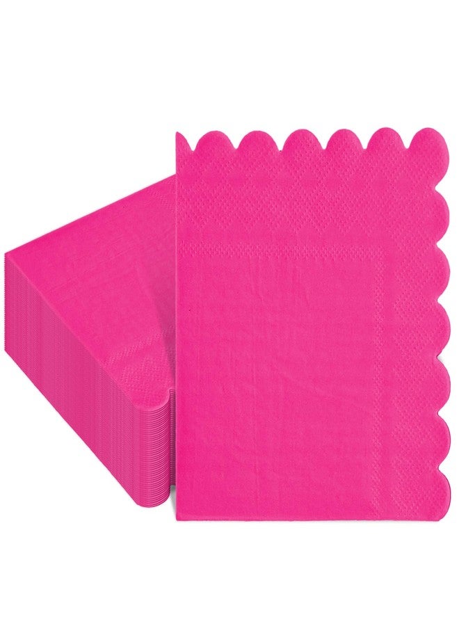 وولاين مجموعة مناديل كوكتيل من والين، 100 قطعة، لون وردي فاقع، مناديل ورقية سميكة للاستخدام مرة واحدة، مناسبة لحفلات العشاء والحلويات والمشروبات، مقاس 5 × 5 بوصة - Image 1