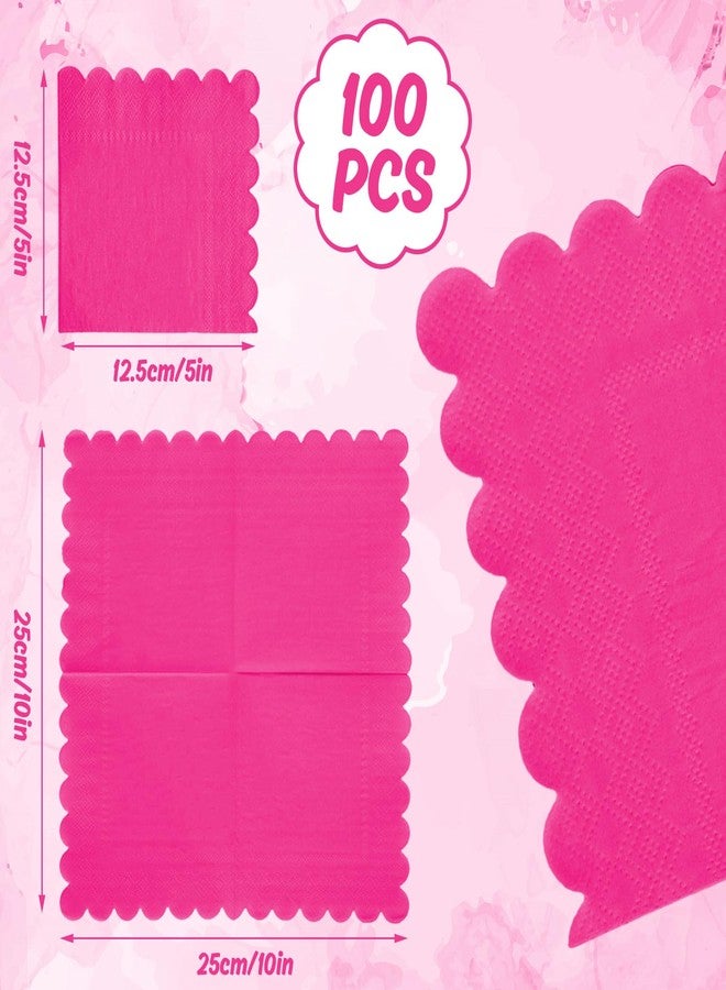 وولاين مجموعة مناديل كوكتيل من والين، 100 قطعة، لون وردي فاقع، مناديل ورقية سميكة للاستخدام مرة واحدة، مناسبة لحفلات العشاء والحلويات والمشروبات، مقاس 5 × 5 بوصة - Image 2