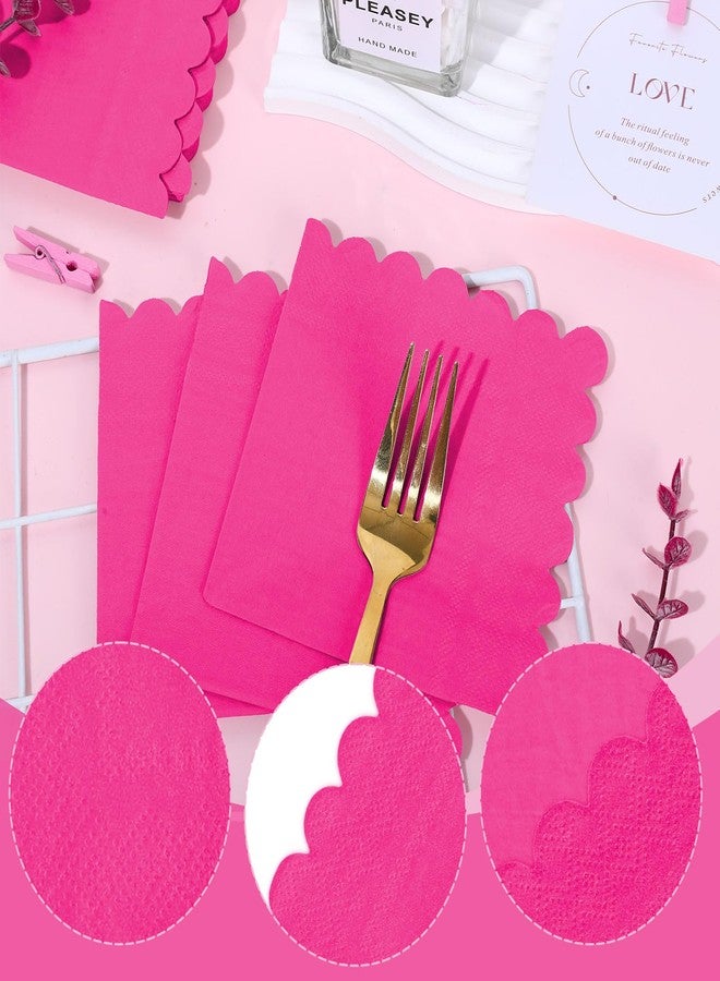 وولاين مجموعة مناديل كوكتيل من والين، 100 قطعة، لون وردي فاقع، مناديل ورقية سميكة للاستخدام مرة واحدة، مناسبة لحفلات العشاء والحلويات والمشروبات، مقاس 5 × 5 بوصة - Image 3