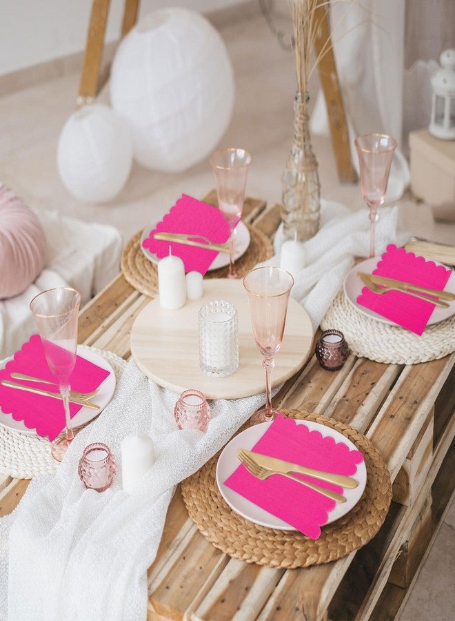 وولاين مجموعة مناديل كوكتيل من والين، 100 قطعة، لون وردي فاقع، مناديل ورقية سميكة للاستخدام مرة واحدة، مناسبة لحفلات العشاء والحلويات والمشروبات، مقاس 5 × 5 بوصة - Image 4