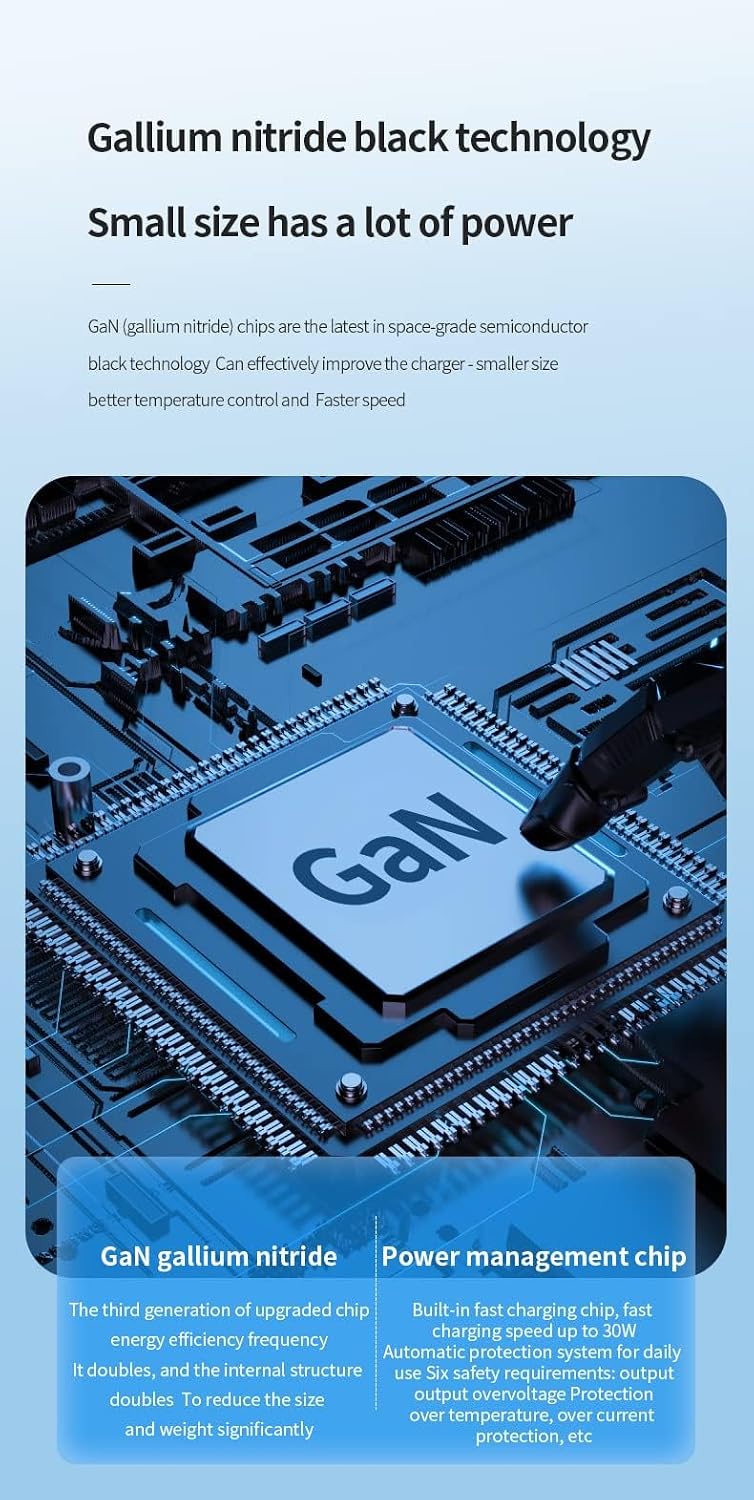 EKR شاحن حائط GaN USB C، 33 واط ثنائي المنافذ مدمج مع توصيل طاقة 32 واط و IQ 2.0، PowerPort PD+ 2 لأجهزة iPad Pro 2018، iPhone 16 / iPhone 15 Pro/XS/XR/X، Huawei P20/P30 والمزيد - Image 5