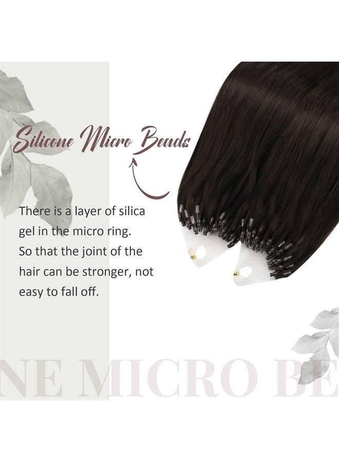 Moresoo Micro Beads Hair Extensions Human Hair Brown Micro Loop Hair Extensions Real Human Hair Darkest Brown Microbead Hair Extensions Brown #2 50G 50S 18 Inch - Image 3