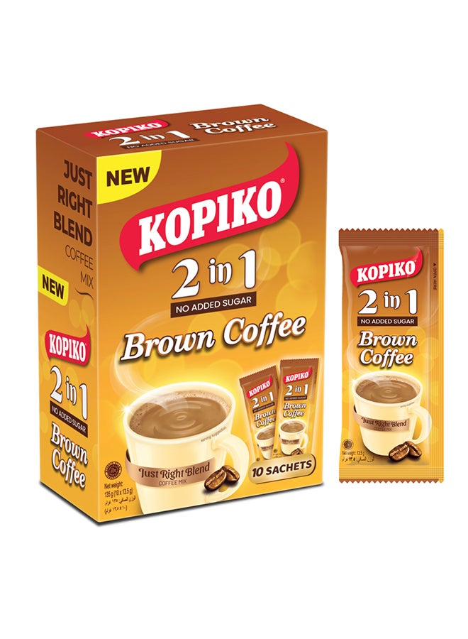 Kopiko 2in1 Brown Instant Coffee Mix with No added Sugar Bold and Smooth Taste,13.5g Pack of 10 - Image 1