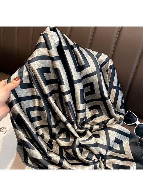 Spring Summer Korean Satin Scarf Lightweight Shawl Beach Wrap21202-Beige 21202-Beige
