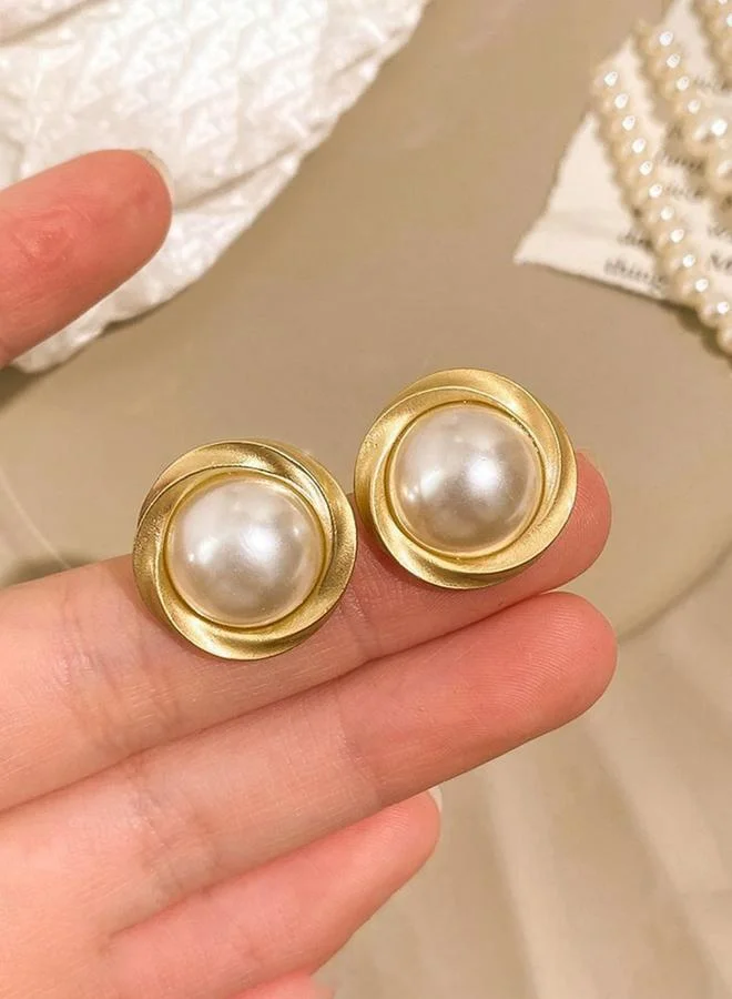 تايك تو أقراط دبوسية لؤلؤ صناعي