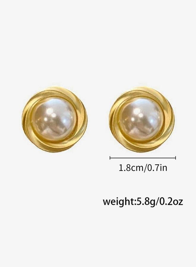 Take Two Faux Pearl Stud Earrings - Image 5