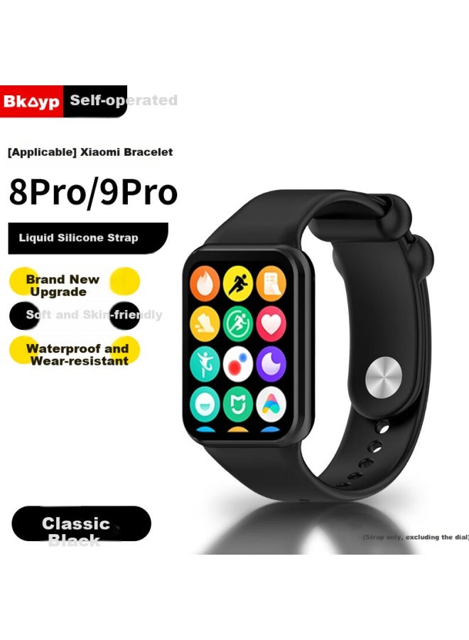 Bkayp سوار سيليكون مع مشبك معدني لـ Xiaomi Mi Band 8 Pro/9 Pro، حزام حلقة رياضي للجنسين لـ Xiaomi Mi Band 8 Pro/9 Pro - Image 1