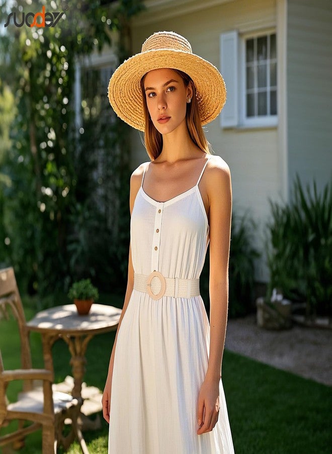 SUOSDEY 2 Pack Straw Woven Elastic Belt Braided Stretch Wide Belt for Women Dress, J-brown+beige, Fit Waist up to 35'' - Image 3