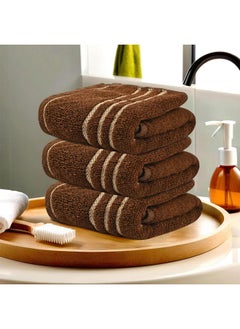 Kuber Industries Kuber Industries (Pack of 3) Cotton Face Towel | 14x21 Inch | Workout Gym Napkins | Hand Towel For Men & Woman | Quick-Drying Napkins For Travel Use | Plain Crape-Dark Brown  - Image 1