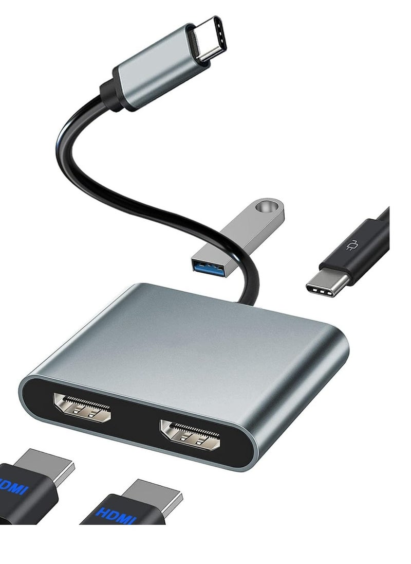 Oasisgalore - USB C to Dual HDMI Splitter, 2-Monitor Display Adapter, Type C HDMI Hub for Laptops, Compatible with Thunderbolt - Image 1