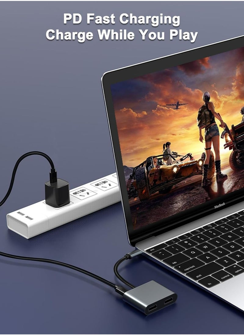 Oasisgalore - USB C to Dual HDMI Splitter, 2-Monitor Display Adapter, Type C HDMI Hub for Laptops, Compatible with Thunderbolt - Image 1