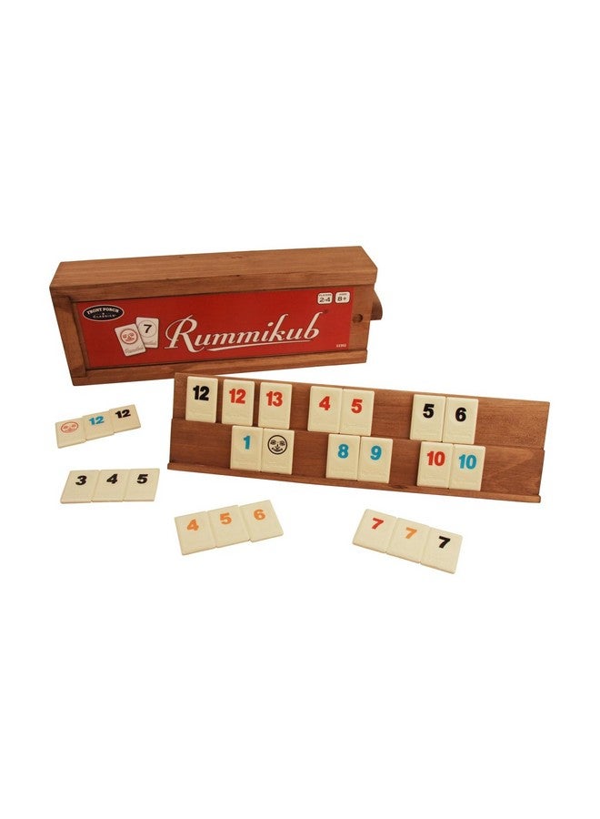 Front Porch Classics, Rummikub Vintage Edition in All-Wood Storage Case with 4 Built-in Player Trays and 106 Rummikub Tiles, for 2 to 4 Players Ages 8 and Up - Image 1