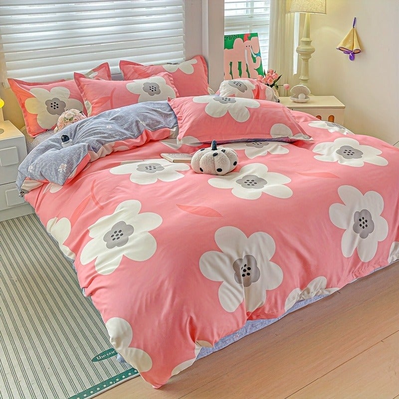 3pcs Floral Leaf Pattern Duvet Cover Set, Includes 1 Duvet Cover and 2 Pillowcases. Soft and Skin-Friendly Home Bedding, Suitable for All Seasons, Breathable, and Machine Washable - Image 1