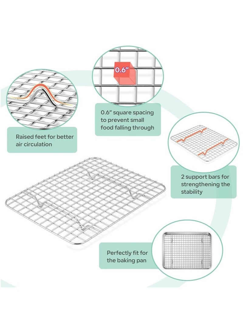 Arabest Stainless Steel Baking Sheet And Drain Tray, Barbecue Grilling Tray With Cooling Rack, Oil Drain And Vegetable Preparation Tray, Small Baking Tray With Rack Set, Rust Proof, 26*20*2.5cm - Image 3