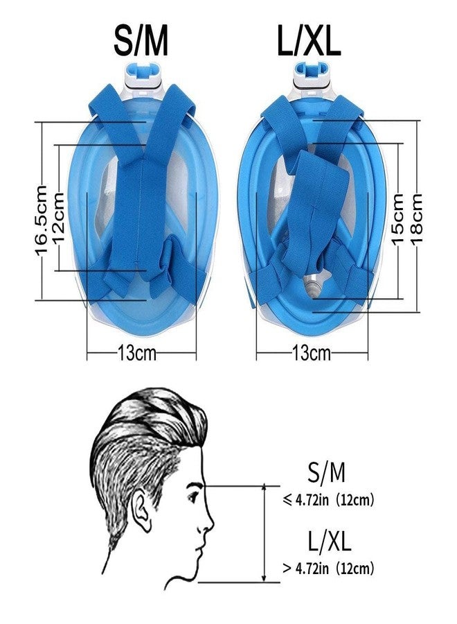 olpad Premium Full Face Snorkeling Mask for Natural Breathing & Clear Vision, Integrated Dry Snorkel, Action Camera Mount, Ear Plugs & Mesh Pouch, Perfect for Underwater Exploration (Blue-S/M) - Image 5