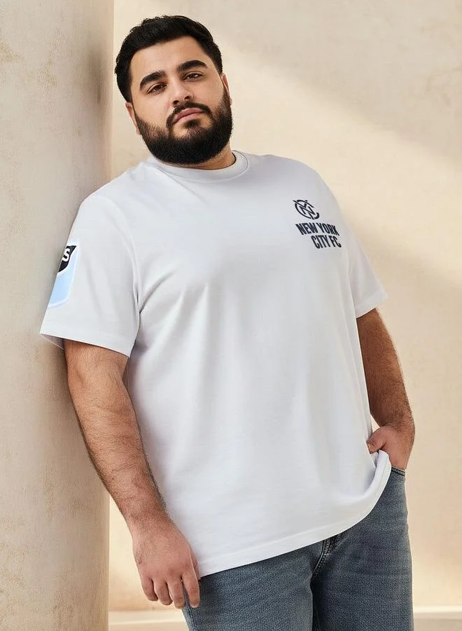 Men Regular Fit Crew Neck Short Sleeves New York Football Club Print T-shirt