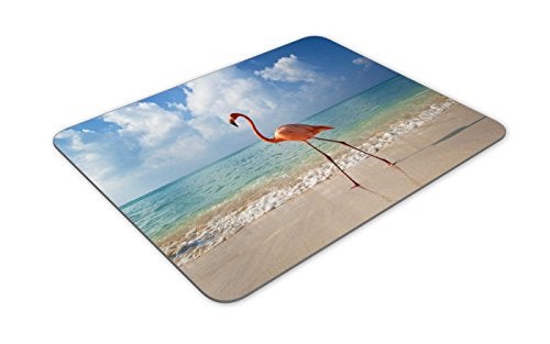 QJ CMJ Pink Flamingo Walking on The Beach Mouse pad, Natural Rubber Mouse Pad, Quality Creative Wrist-Protected Wristbands Personalized Desk, Mouse Pad (9.5 inch x 7.9 inch) - Image 2