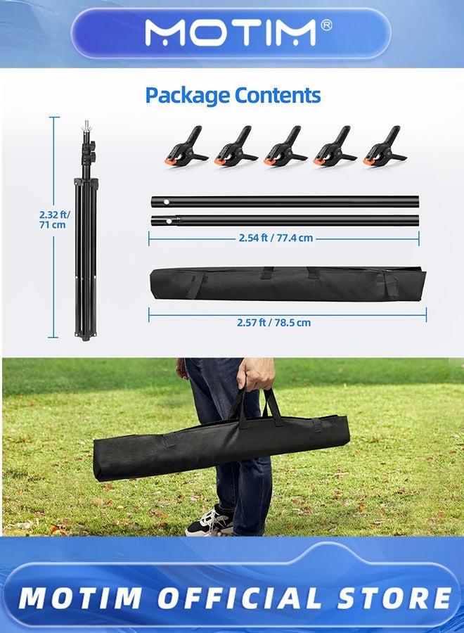 Motim T-Shaped Background Backdrop Support Stand Kit 2m Tall Adjustable Tripod Stand & 1.5m Wide Crossbars with 6 Spring Clamps & 1 Carrying Bag for Studio & Photo & Video & Photography - Image 5