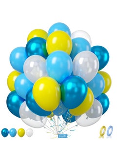 Sowide Yellow Blue Clear Balloon, 60 Pcs 12 Inches Metallic Blue Sponge Theme Balloons For Kids Cartoon Sponge Party Decorations Birthday Balloons Baby Shower Engagement Party Supplies  - Image 1