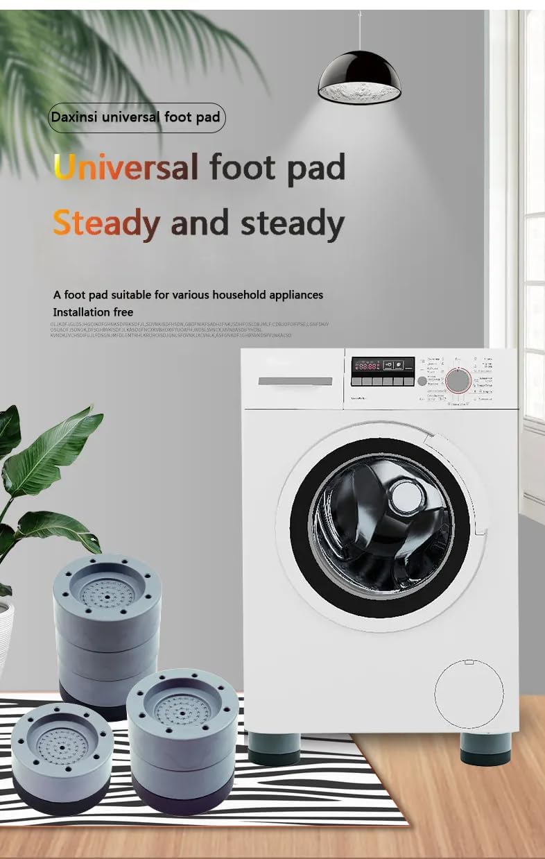 Glitzn AntiVibration Pads for Washing Machine Feet Pads Shock Absorber Machine Rubber Pads Washing Machine Anti Vibration Pad with Tread Grip 4 Pieces Round Shape - Image 3